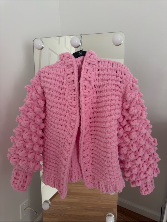 The Unbranded Brand Sweaters - Handmade Pink Chunky Knit Cardigan – Adult Size S